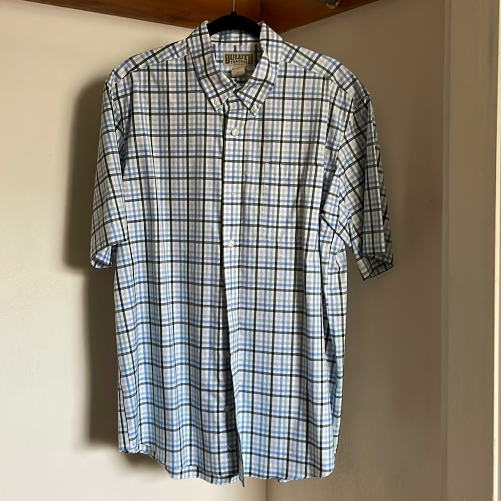 Duluth Trading Co. Short Sleeve, Button Down Casual/Work Shirt, Plaid - Size L